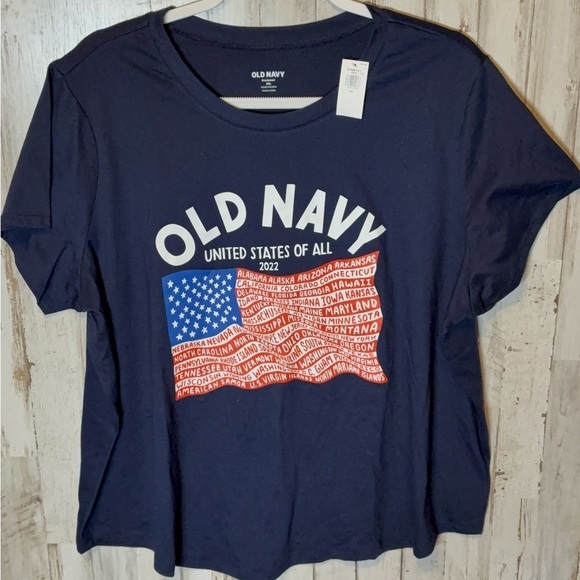 Old Navy Tops - Women’s Old Navy Blue United States Of All American Flag Short Sleeve 2022 XXL
